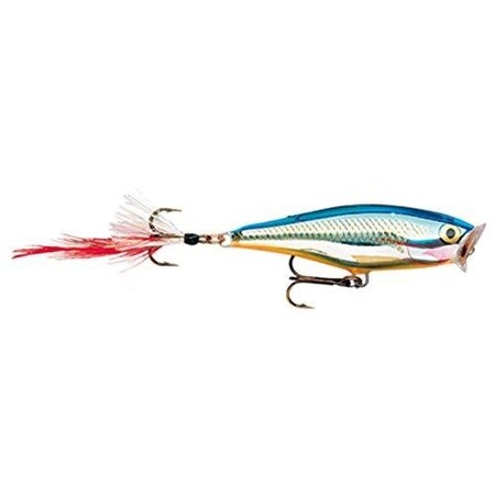 Rapala Skitter Pop Topwater Lure, 3 12, 12 Oz, Silver Blue Floating SP09SB